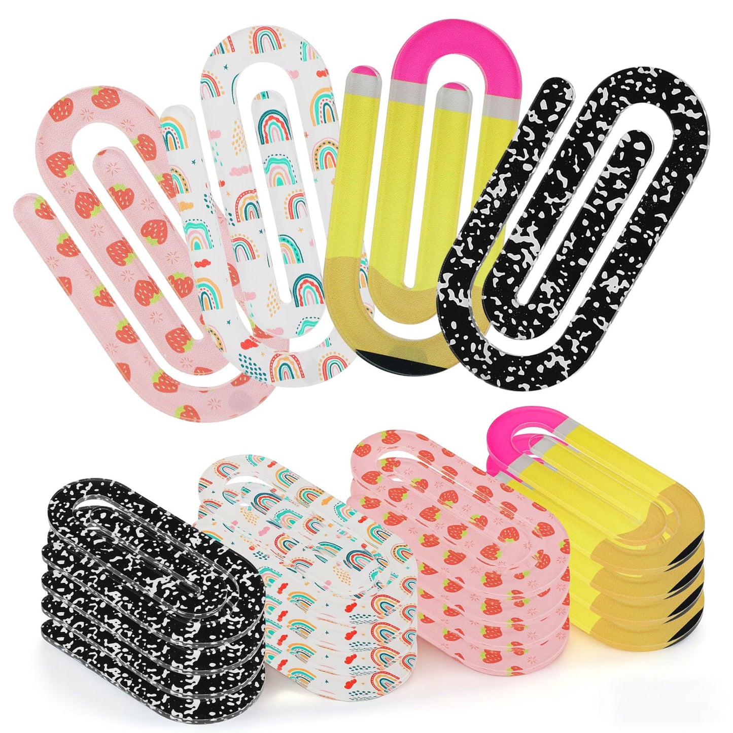3.9in Cute Jumbo Paper Clips Teacher Appreciation Gifts - 20Pcs Acrylic Large Paperclips Teacher Gifts Bulk for Office Paperwork Classroom Bookmark Back to School Supplies