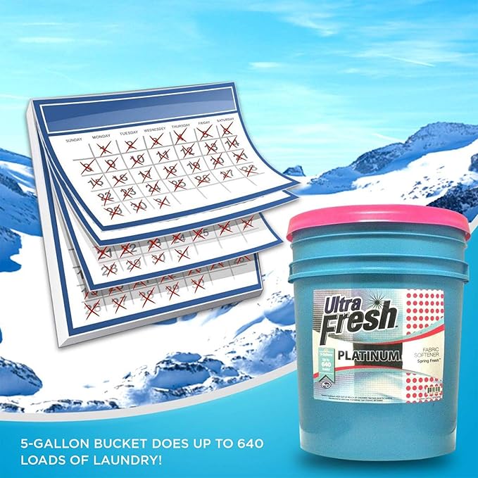 Ultra Fresh Liquid Laundry Fabric Softener, Platinum, 5 Gal, Spring Fresh - Household Cleaning Supplies and Accessories for Clothing and Fabrics