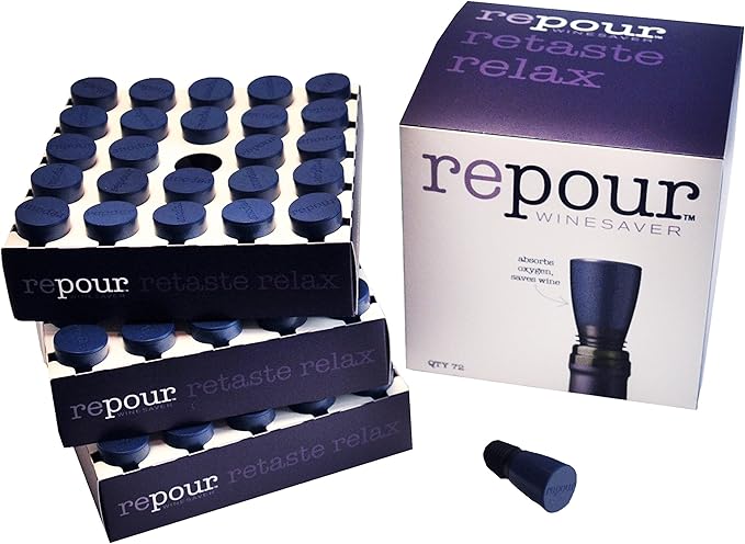 Repour Wine Saver and Stopper - Removes Oxygen, Preserving and Keeping Wine As Fresh As The Day The Bottle Was Opened (72-Pack)