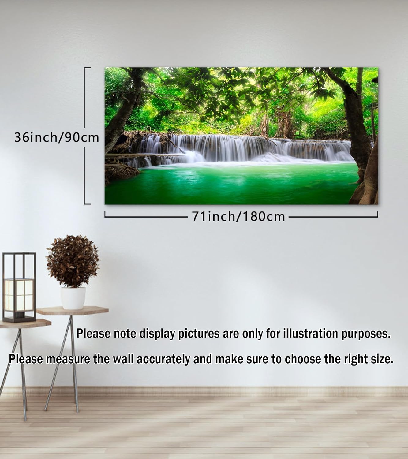 Cao Gen Decor Art-S01498 1 Panels all Art Tropical Beautiful Waterfall Prints Light Green Forest Natural Landscape Picture Canvas Paintings Creek Scenery Spring for Home Wall Decor Artwork