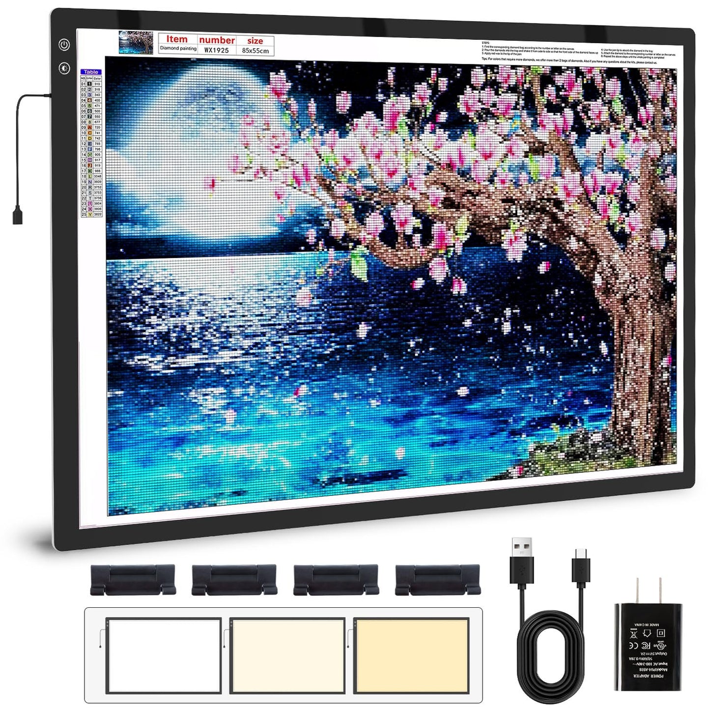 Zocelight A1(35.4x 23.6) Large Rechargeable Light Pad for Diamond Painting,6 Levels & Stepless Dimming Light Box for Tracing