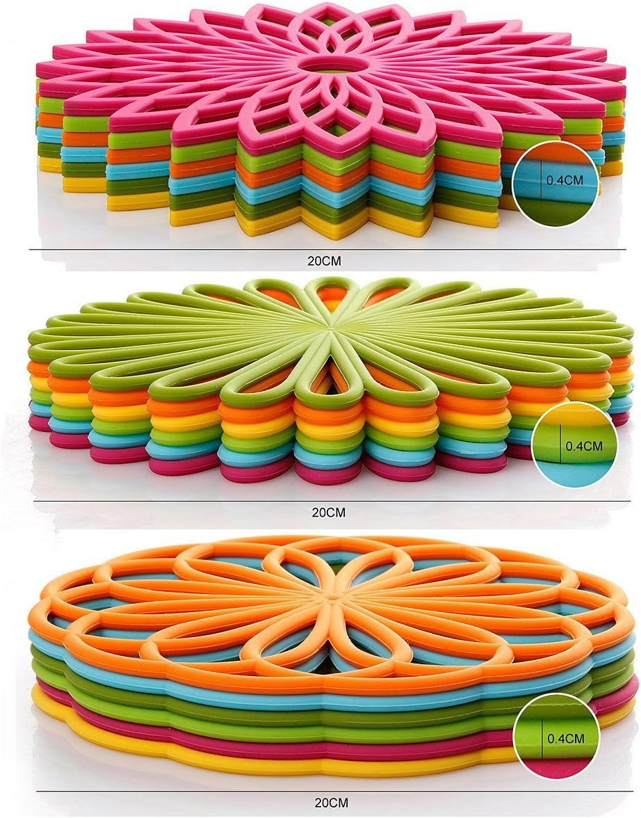 ME.FAN Silicone Trivet Mat - Kitchen Hot Pads for Pots & Dish - Insulated Teapot Trivet - Flexible, Durable, Non-Slip Large Coasters 3 Set Desert Sage