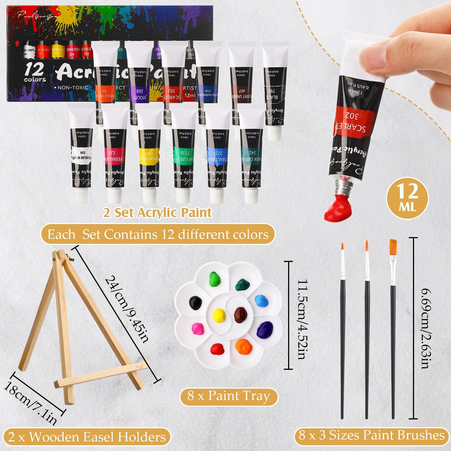 Cholemy 36 Pcs Paint and Sip Kit for Adults 8''x10'' Pre Drawn Canvas for Painting DIY Afro Acrylic Painting Kit Wood Easel Brushes Date Night Bulk for Father's Day Party Gifts(Flowering)