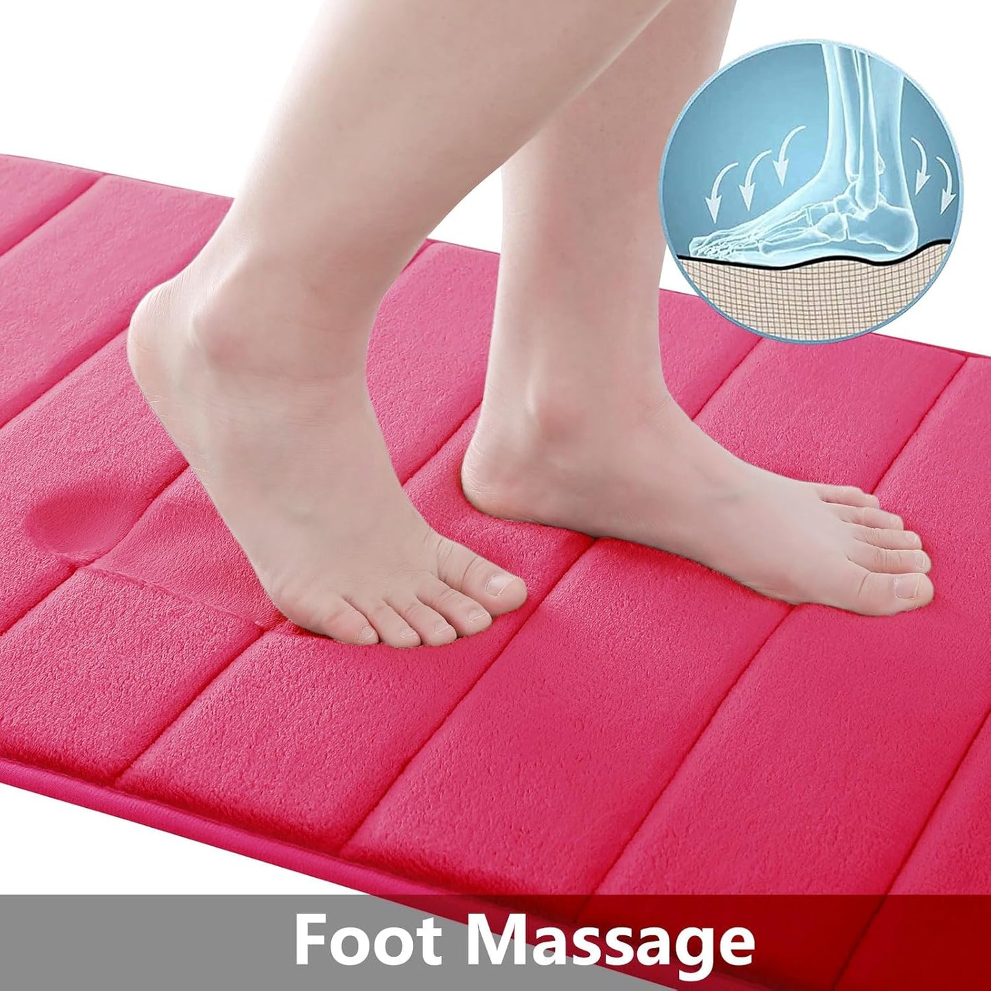 Buganda Memory Foam Bath Mat, 30" x 20", Ultra Soft and Non-Slip Bathroom Rugs, Water Absorbent and Machine Washable Bath Rug for Bathroom, Shower, and Tub, Deep Pink