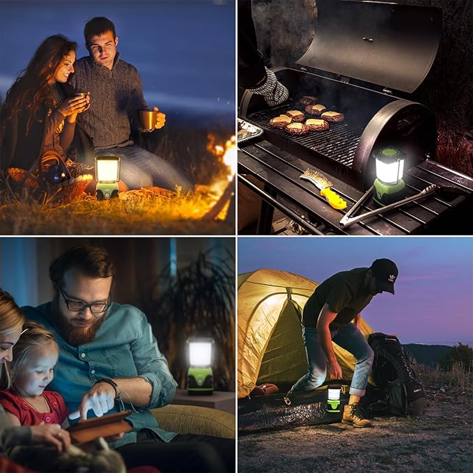 Lepro 1500LM Battery Powered LED Camping Lantern, Waterproof Tent Light with 4 Light Modes, Camping Essentials, Portable Lantern Flashlight for Camping, Emergency Light, Power Outage, Not Rechargeable