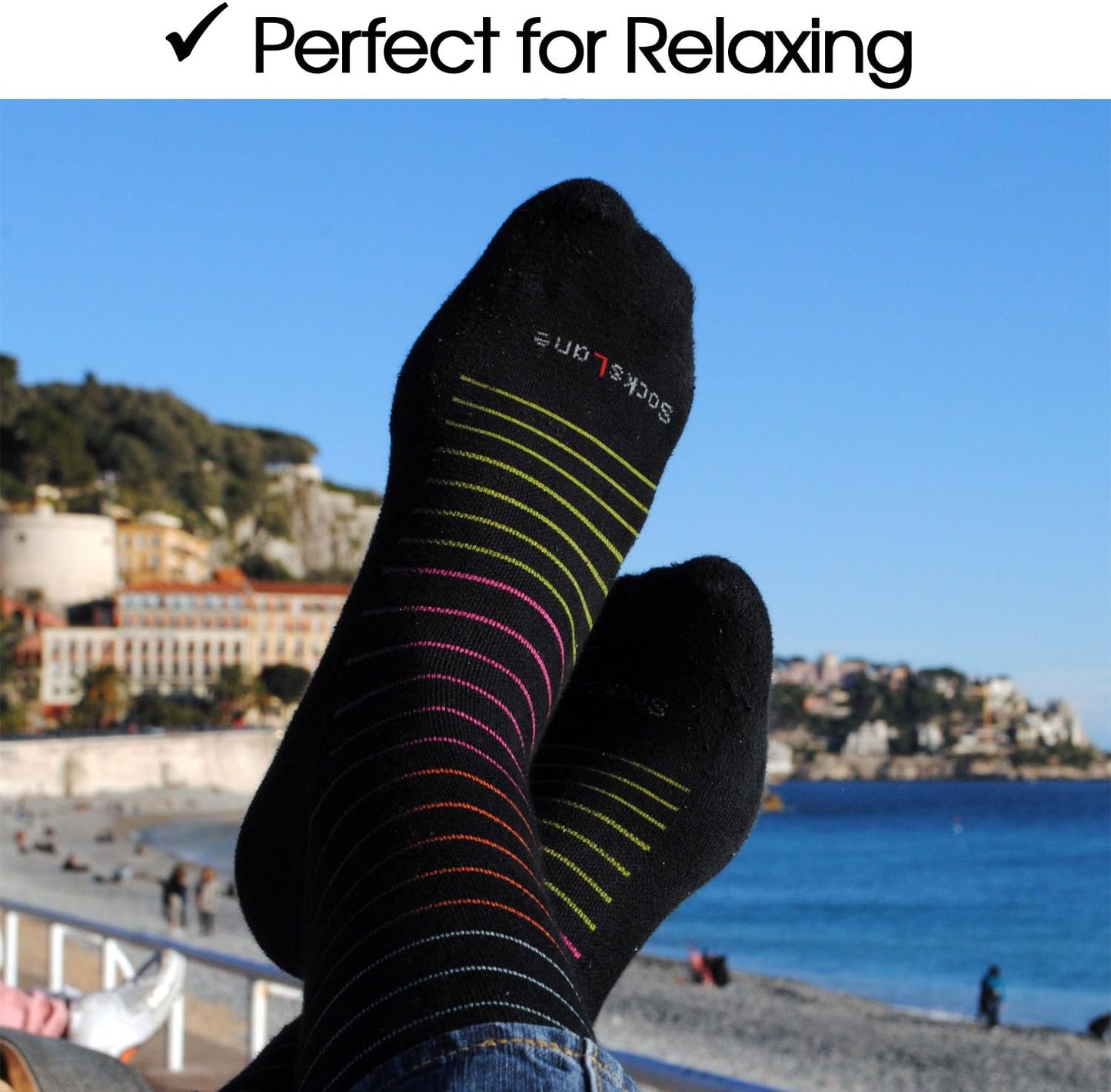 Cotton Compression Socks for Women & Men. 15-20 mmHg Support Knee-High Nude Stripes M/L