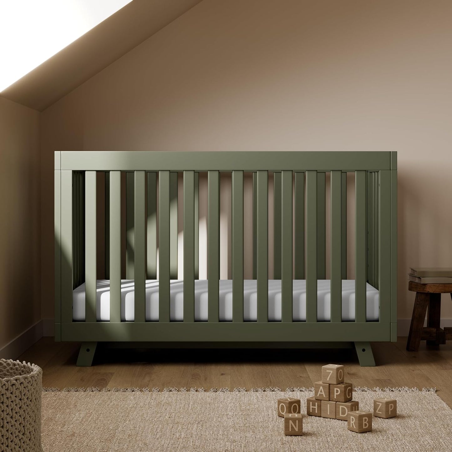 Storkcraft Beckett Grow-with-Me Convertible Crib (Olive) – GREENGUARD Gold Certified, Converts to Toddler Bed & Daybed, Fits Standard Crib Mattress, Easy-to-Assemble