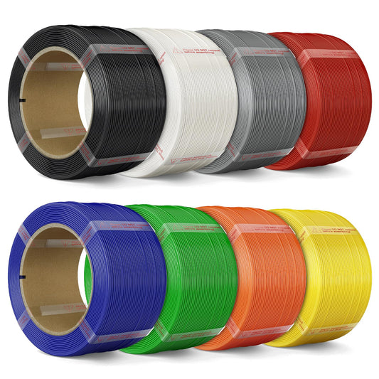 MarsWork PLA Filament Refill 1.75mm for 3D Printer- 8x250g Color Sampler for Reusable Spools, Try More Colors: Black, White, Ash