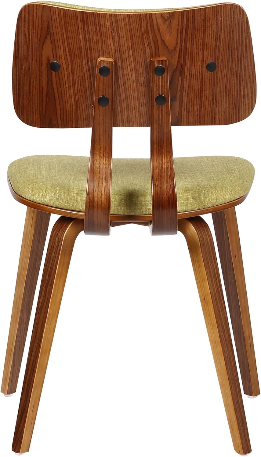 Armen Living Jaguar Mid-Century Dining Chair in Walnut Wood and Green Fabric - Set of 6