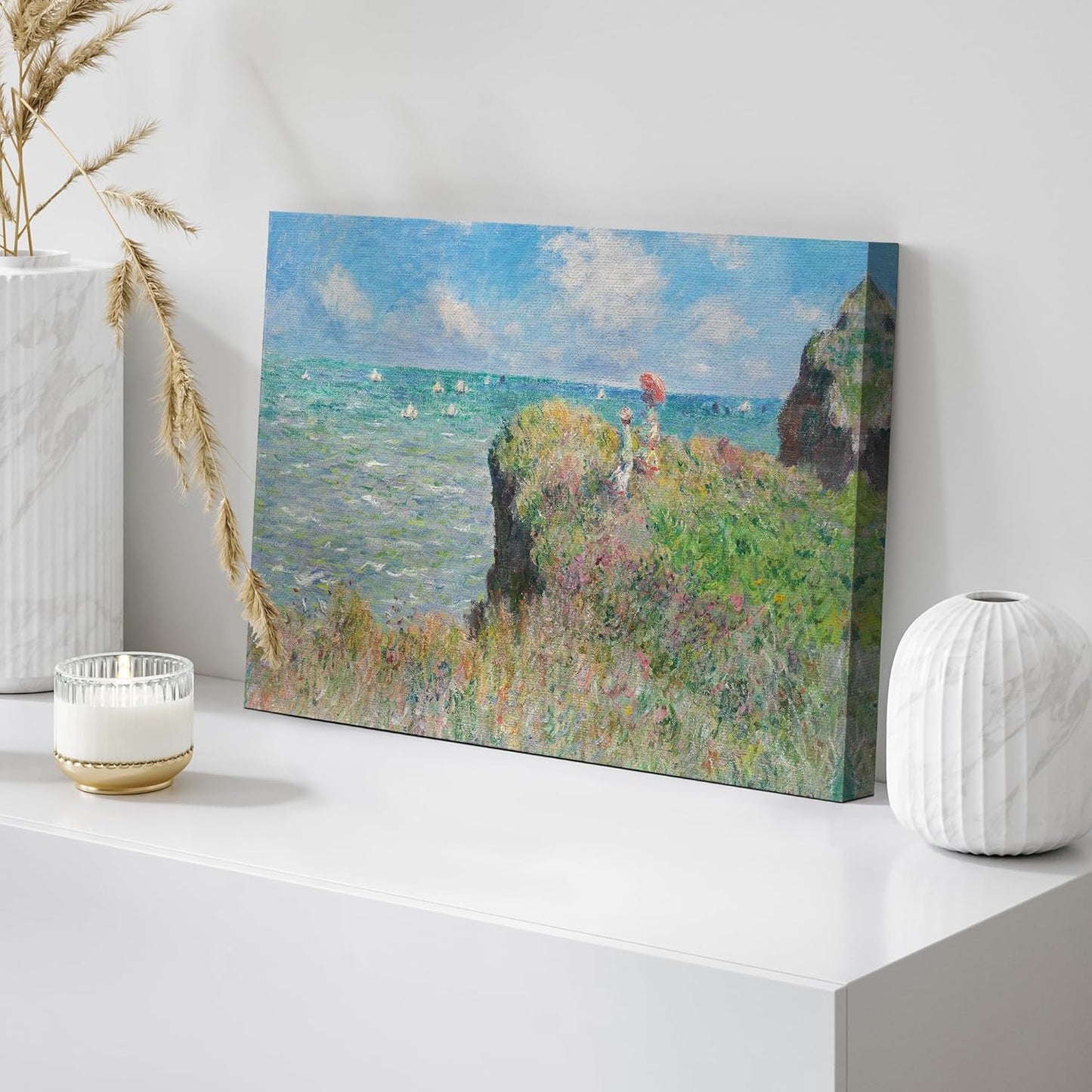 wall26 - Claude Monet - Cliff Walk at Pourville - Impressionist Modern Art - Canvas Art Home Art - 32x48 inches