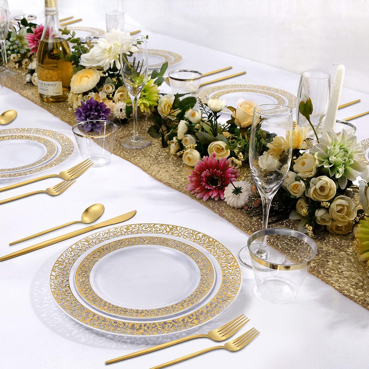 Matte Gold Silverware Set, VANVRO 60-Piece Stainless Steel Flatware Set, Satin Finish tableware Cutlery Set, Service for 12, Home and Restaurant, Dishwasher Safe