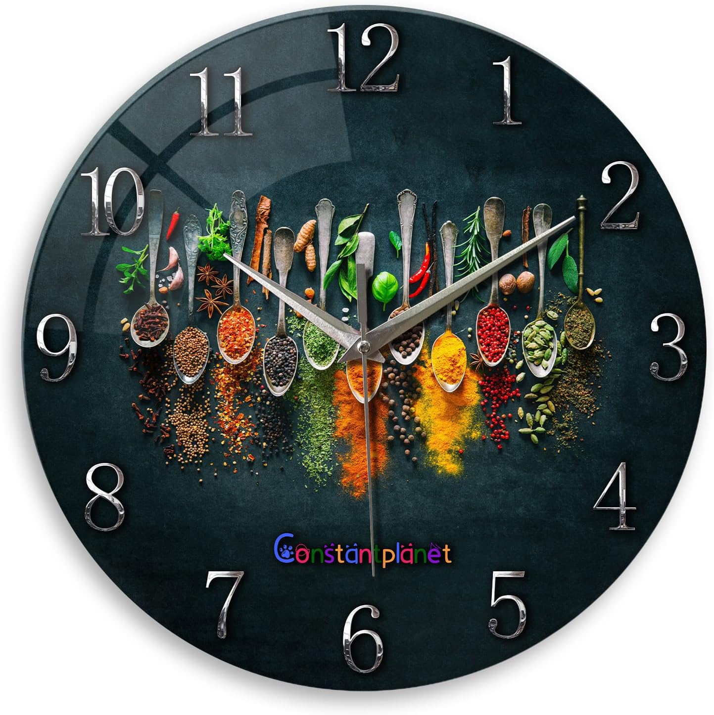Kitchen Wall Clock Battery Operated 12 Inches Round Decorative Clocks for Walls Glass Wall Clock for Bedroom