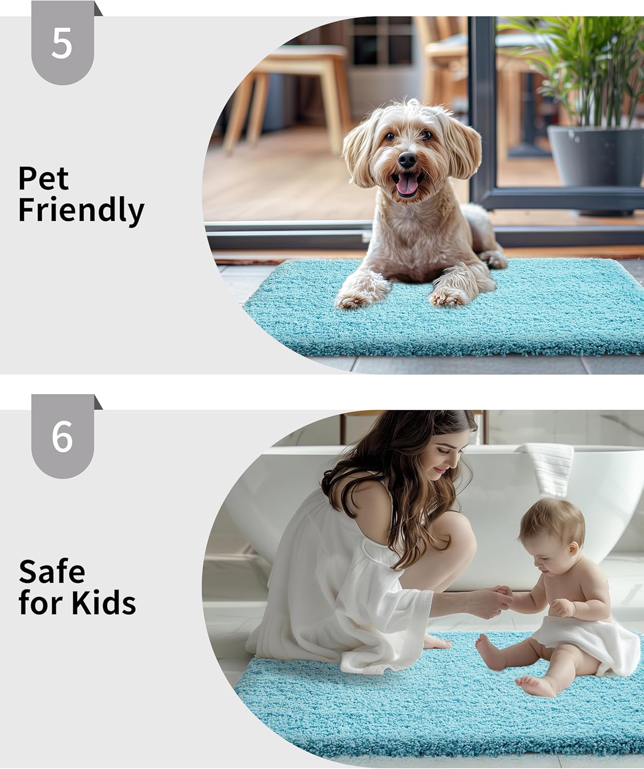 Teal Bathroom Rug 24x36 Non Slip Fluffy Bath Mat for Bathroom Floor Washable Plush Luxury Bath Rug for Tub Soft Shaggy Absorbent Shower Sink Mat