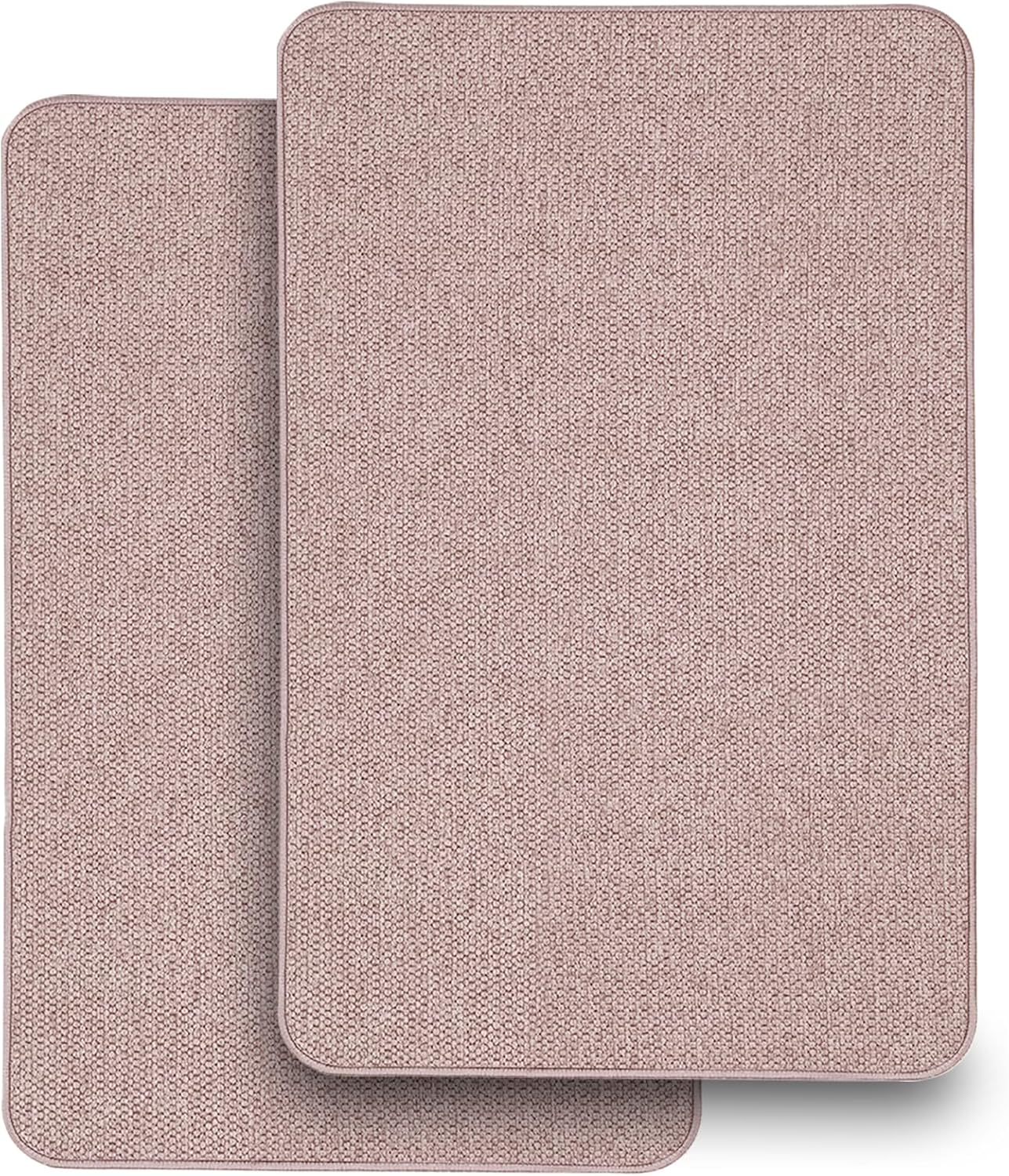 2 Pack Area Rug Sets 17x27Inch, Thin Bath Mat with Rubber Backing Non-Slip, Absorbent,Quick Dry Machine Washable, Home Decor Accessories Cozy Cloth Bathroom Mat fit Under Door/Sink/Tub/Shower-Biege