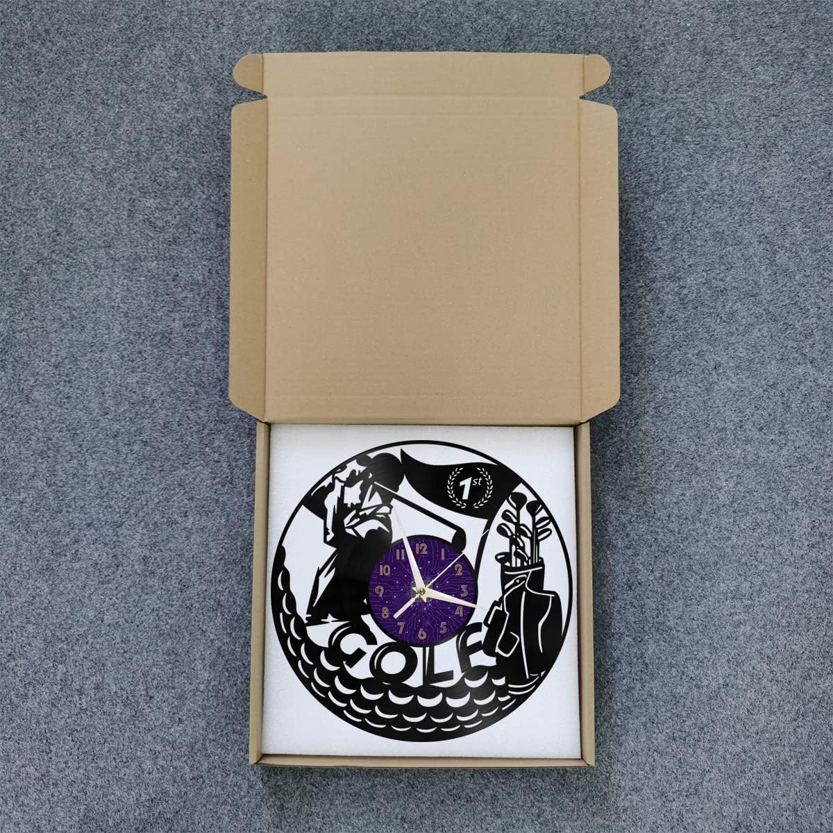 Generic Golf Decoration Vinyl Wall Clock, Vinyl Record Clock Wall Art Silent & Non-Ticking(12 inchs P-LED), Purple