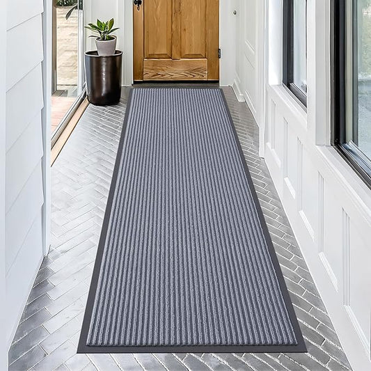OLANLY Front Door Mat Indoor Outdoor Entrance, Waterproof Heavy Duty Doormat, Fade Resistant, Low Profile, Easy Clean Patio Porch Welcome Floor Mats for Entry, 71x23, Ash Grey