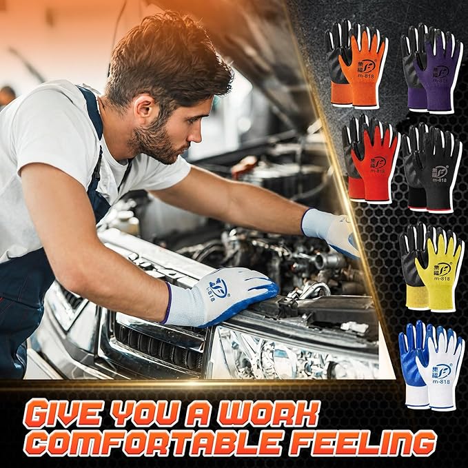 Gardening Gloves for Men Women Breathable Rubber Coated Working Gloves for Gardening, 9.1 Inch