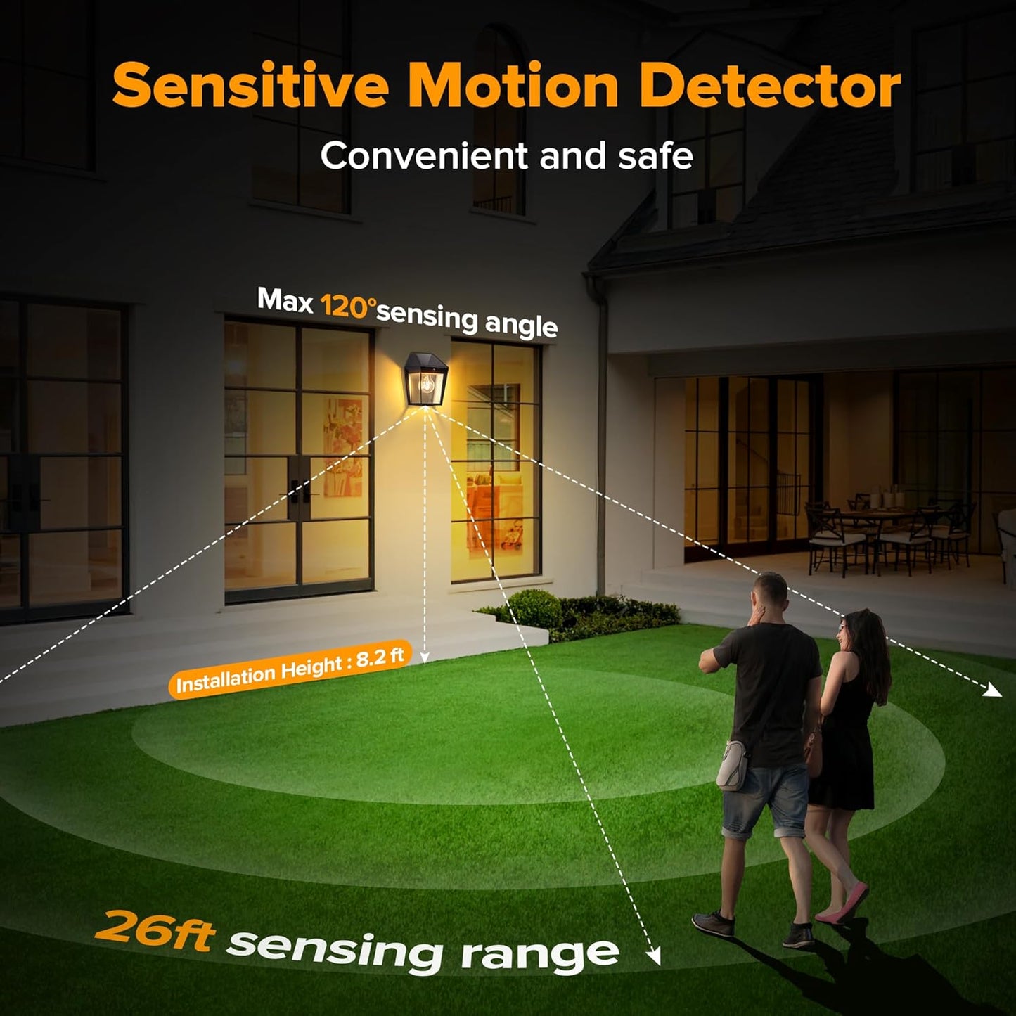 LUTEC 2 Pack Solar Wall Lights Outdoor, Solar Wall Lanterns with 3 Modes, Dusk to Dawn Motion Sensor Led Sconce Lights, Waterproof Exterior Front Door Porch Lights for Outside, Patio, Garage