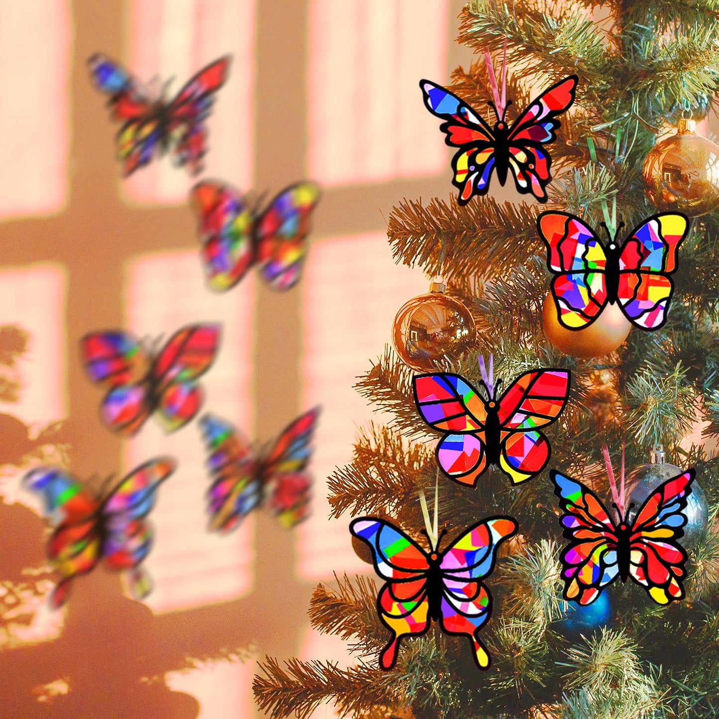 EggSun 36 Sets Butterfly Suncatchers Crafts Kit Ornaments Stained Glass Window Arts and Crafts Supplies for Classroom Holiday Birthday Projects Home Party Favors Decorations Ages 4 8 12