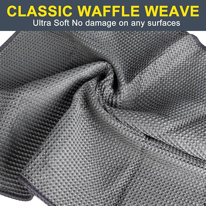 ITTAHO Waffle Weave Microfiber Towel, Reusable Absorbent Cleaning Cloth, Kitchen Towels, Dusting Cloth Lint Free Cleaning Rags for House, Kitchen, Window, Workshops, 6 Pack, 14 x 15 Inches