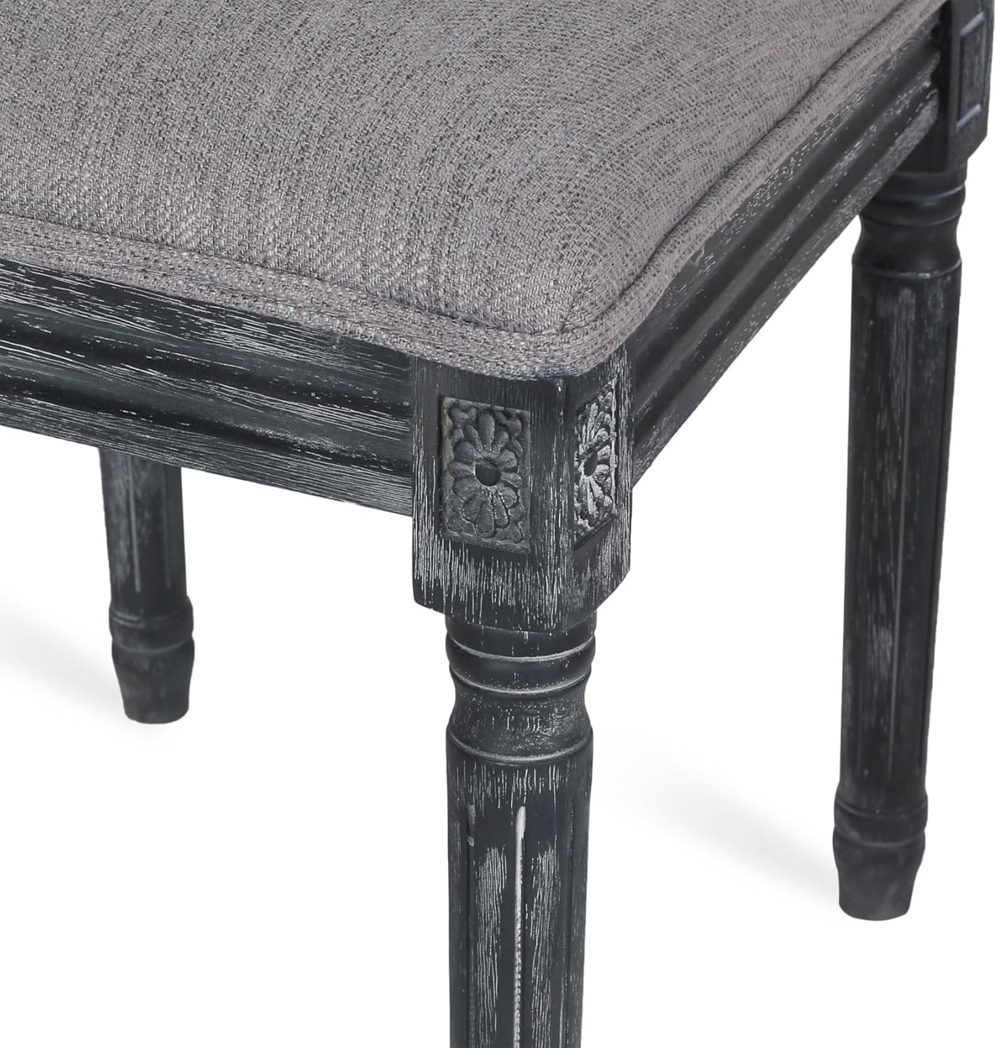Merax Upholstered Solid Wood Dining Chairs Set of 2, French Country Style Accent Side Seating Furniture for Kitchen, Living Room, Wicker Back, Grey