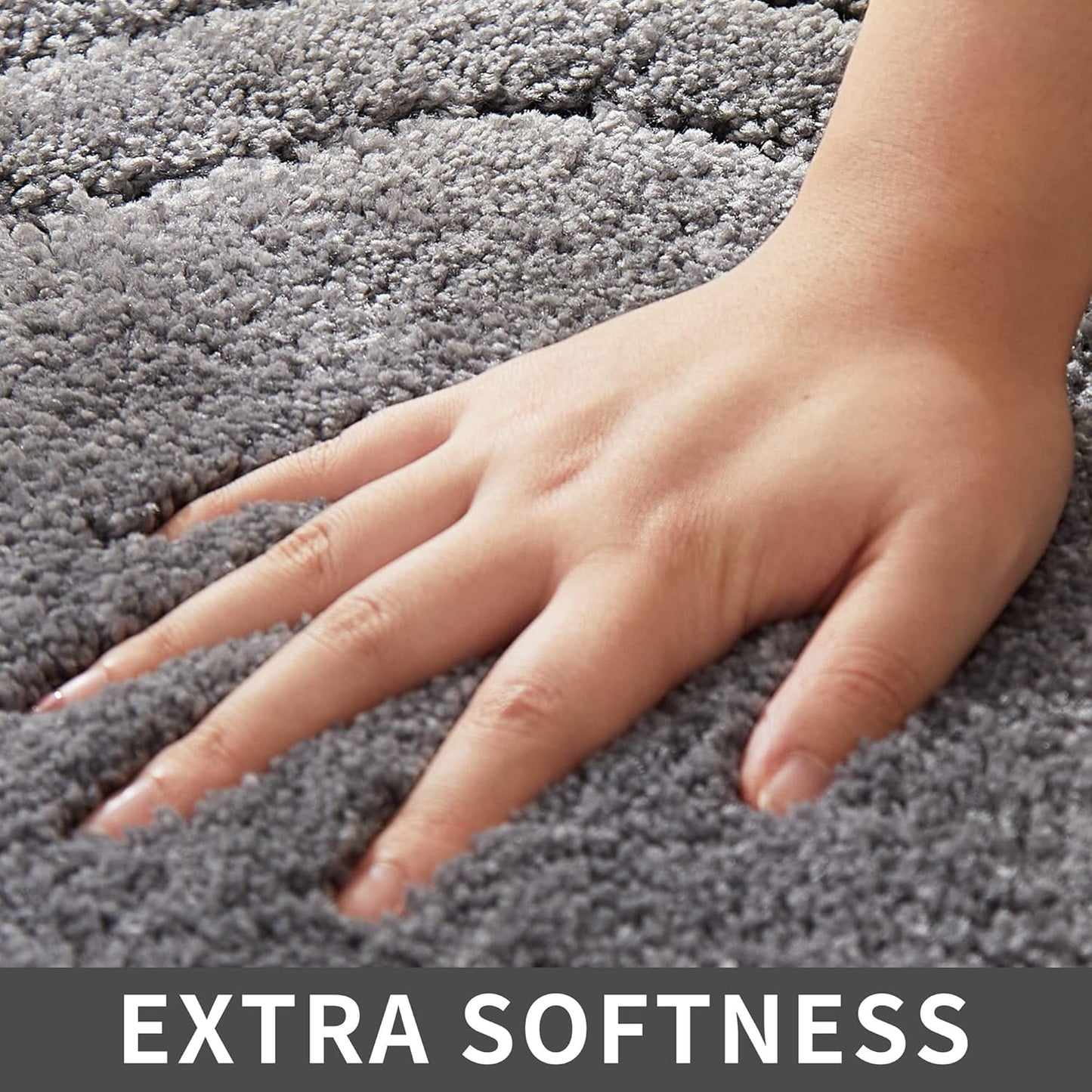 COSY HOMEER Extra Thick Bath Rugs for Bathroom - Anti-Slip Bath Linen Sets Mats Soft Plush Yarn Shaggy 100% Strong Polyeste Living Room Bedroom Water Absorbent(Grey,17x27 - Inches)