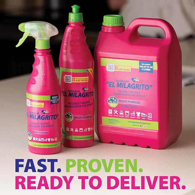 EL MILAGRITO Multi-Purpose Cleaner & Degreaser, 33.81 Fl Oz, Heavy Duty Cleaner for Kitchen, Bathroom, Workshop, Boats, Fabrics, Industrial Use