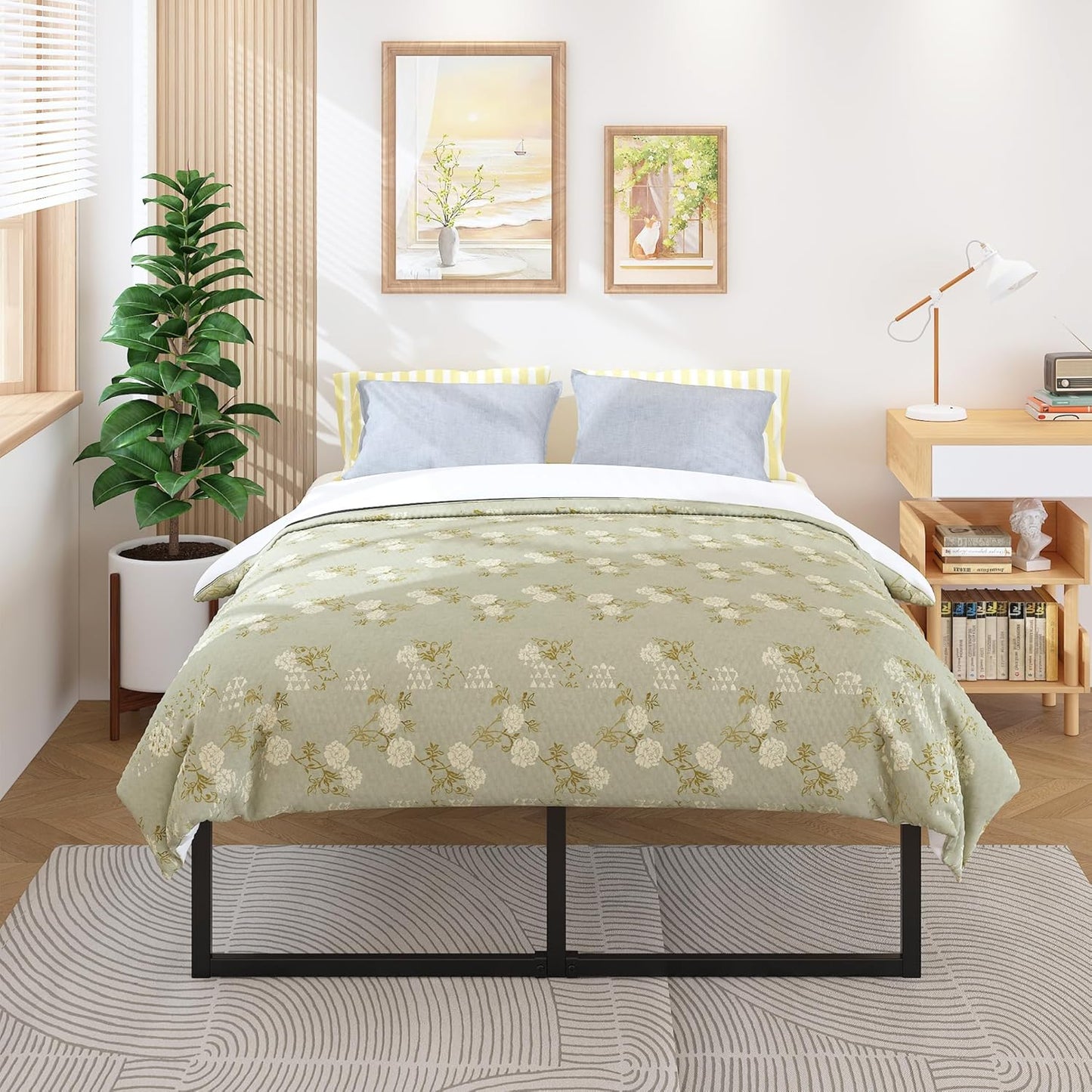18 Inch King Bed Frame Sturdy Mattress Foundation, Heavy Duty Metal Platform with Steel Slats Support No Box Spring Needed, Noise Free, Easy Assembly, Black