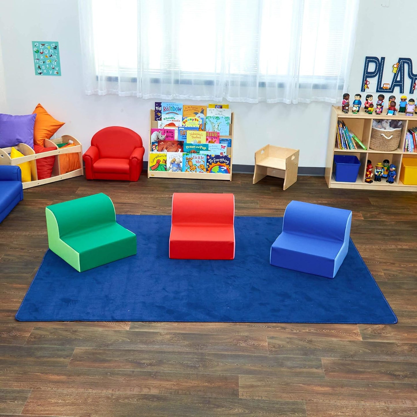 Children's Factory Library Chair, Blue, CF322-386, Flexible Seating Classroom Furniture, Kids Reading Nook & Playroom Chairs for Toddler Girls & Boys