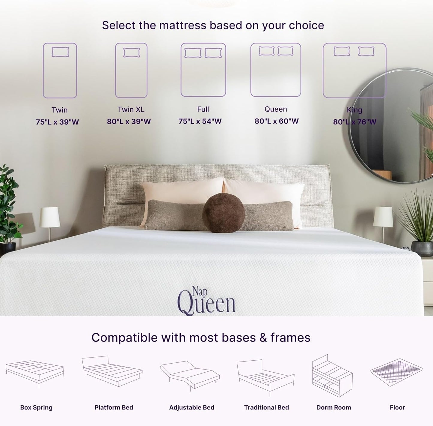 NapQueen Full Mattress, 14 Inch Charcoal Memory Foam Mattress, Full Bed Mattress in a Box, CertiPUR-US Certified, Medium Firm, Breathable Soft Fabric Cover