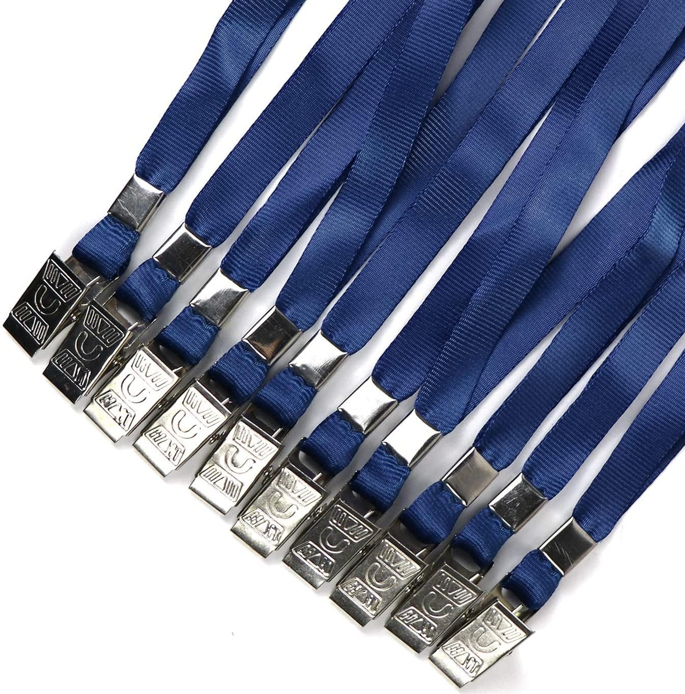 Beebel Lanyards 100 Pack Nylon Flat Badge Lanyard for Id Badge Name Tag (Navy Blue, 100 Pack)