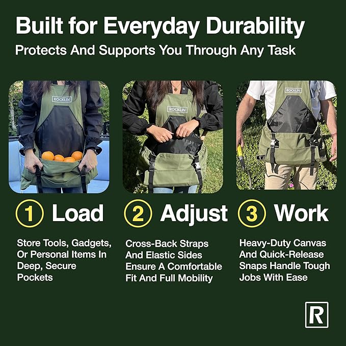 Rocklin Garden Apron – Heavy Duty Canvas Garden Apron For Women & Men | Waterproof Lining With Deep Harvest Pouch