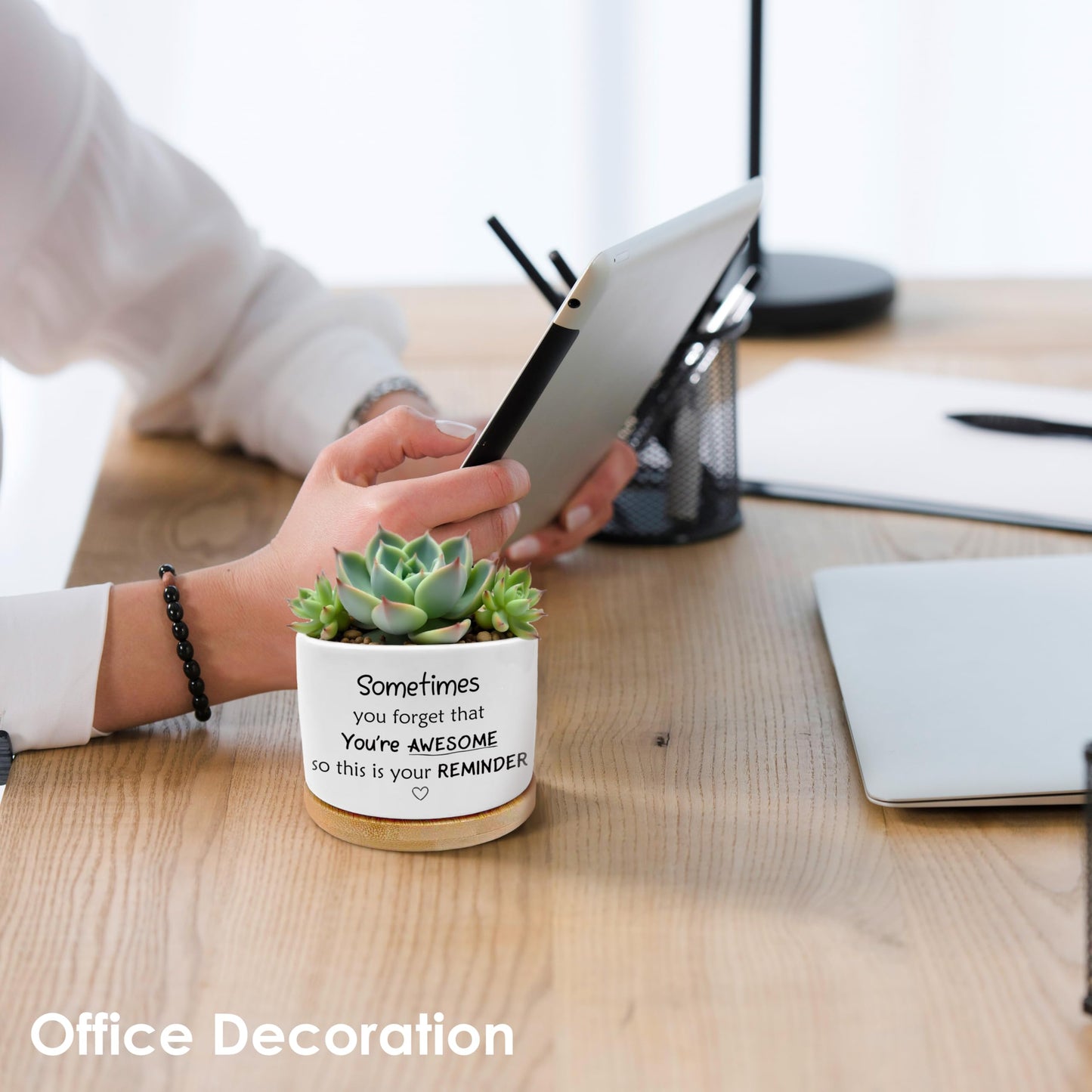 ROXMART Sometimes You Forget Your Awesome Gifts Plant Pots, Thank You Gifts for Men Women Coworkers Friends Succulent Planters, Ceramic Plant Flower Pots for Home Office Desk Table Shelf(No Plants)