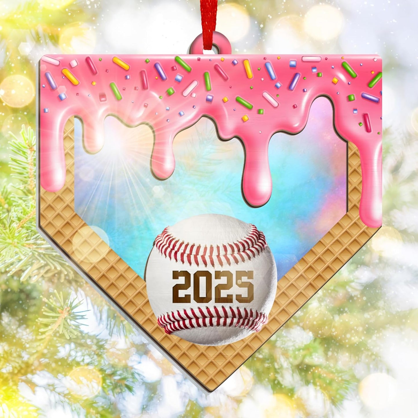 FLAGWIX Baseball Ornaments for Christmas Tree - Suncatcher Christmas Ornaments 2025 for Tree Decorations - Baseball Gifts for Sporty Girls, Baseballs Player Gifts for Teen Girls Daughter Granddaughter
