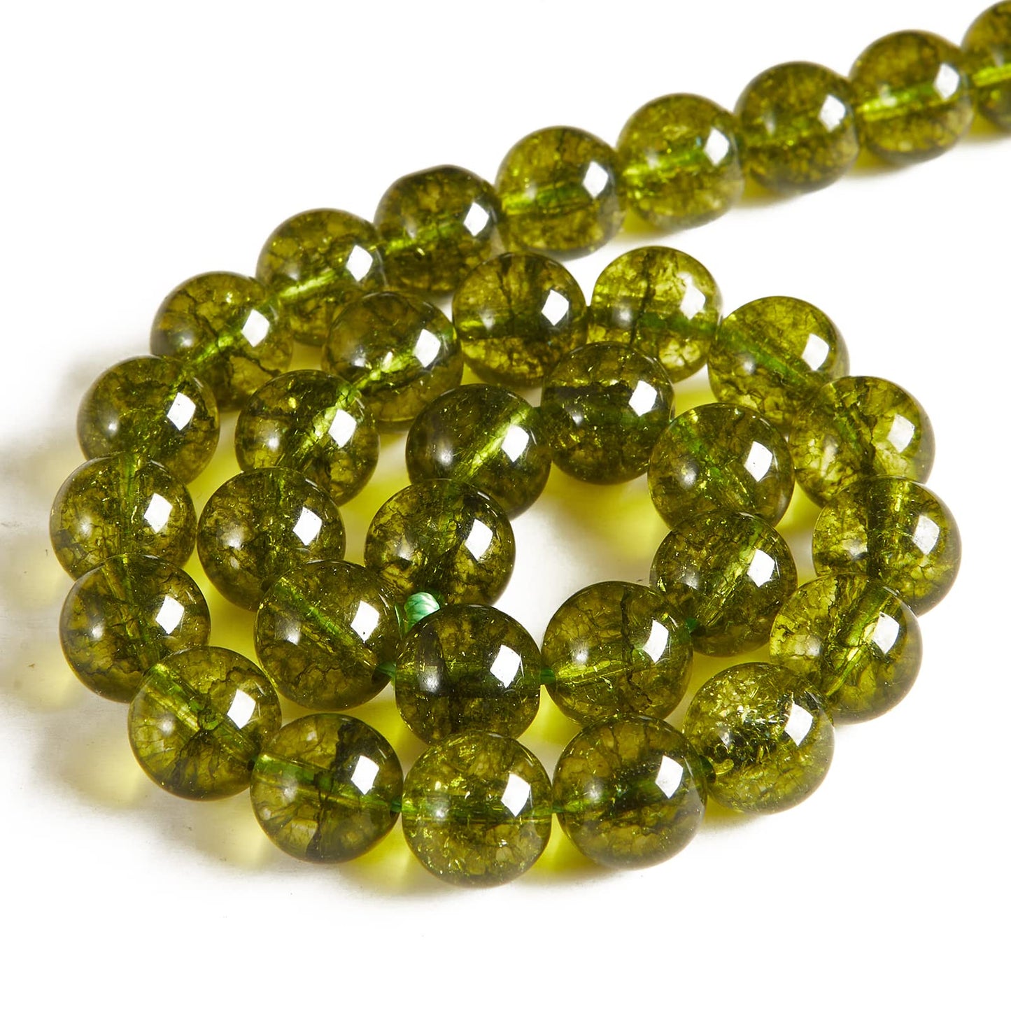 60pcs 6mm Peridot Beads Natural Gemstone Beads Round Loose Beads for Jewelry Making