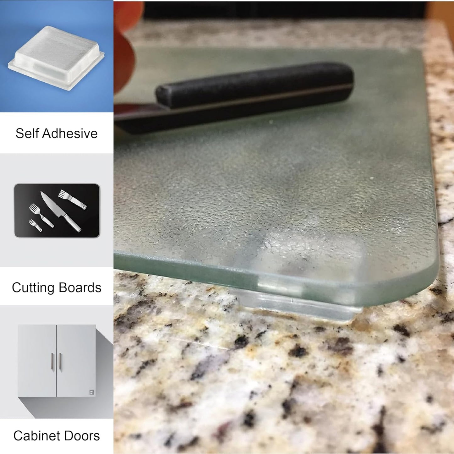 Black Rubber Bumpers Large - Rubber Feet for Cutting Boards - Glass Table Top Bumpers, Picture Frame Spacers, Self Adhesive Furniture Pads - 1 Inch Square Self Stick Pads - 20 PCs