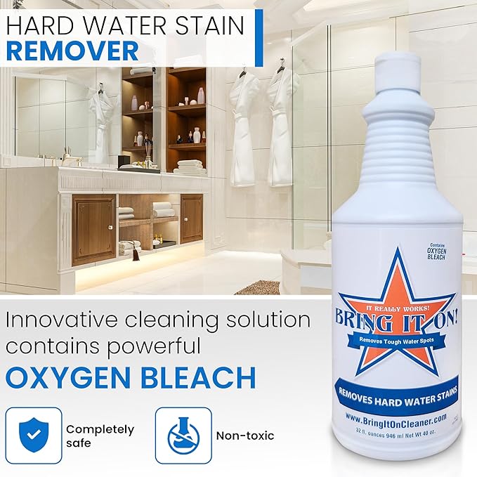 BRING IT ON! CLEANER 16 - Ounce Case | Hard Water Spot Remover | Shower Door Cleaner | 12 – 12 Ounce Bottles of Product