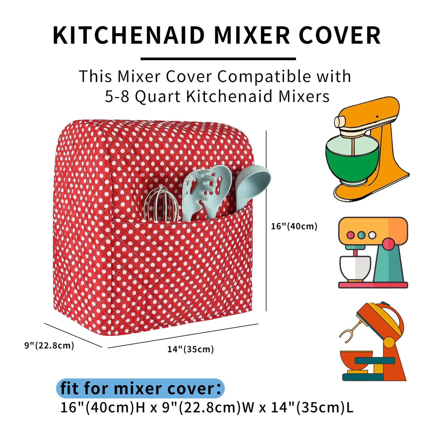Kitchenaid Mixer Cover - Compatible With 5-8 Quart Mixer, Includes Pockets