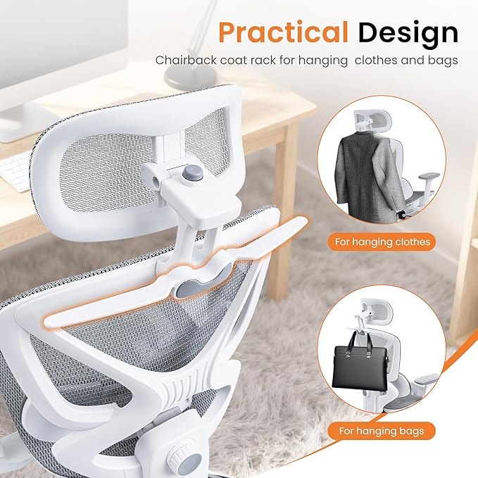 LuxErgo Ergonomic Mesh Office Chair High Back Mesh Computer Executive Desk Chair Home Office Chair with Adjustable Lumbar Support for Office/Gaming/Study, Freely Tilt Lock, Flip-Up Headrest & Armrests