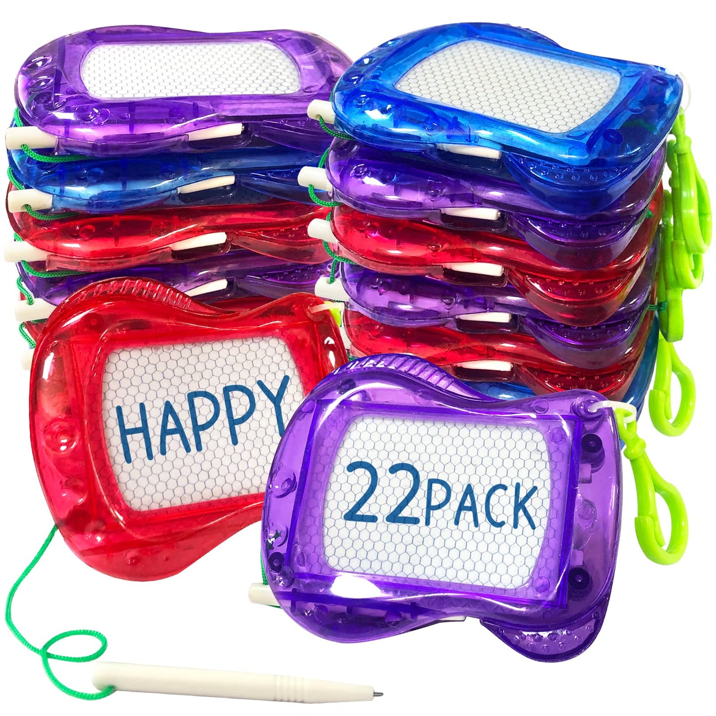 22 Pack Mini Magnetic Drawing Board(6 Colors), Kids Party Favors Backpack Keychain Doodle Drawing Boards, Erasable Sketch and Board Writing Pad for Boys Girls Classroom Supplies Goodie Bag Fillers