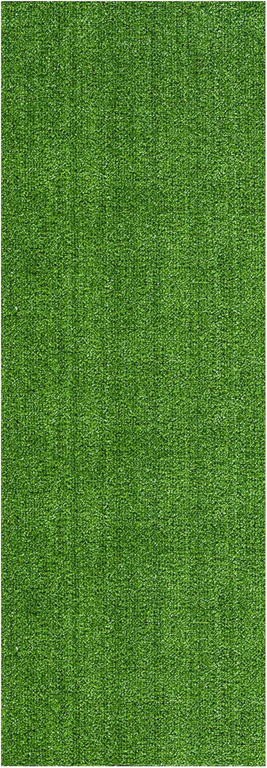 Ottomanson Artificial Grass Turf 2'7" x 7' Indoor Outdoor Faux Grass Rug with Drainage Holes, Customizable with Extra Long Size Options, Perfect for Patio Lawn Balcony Weddings Photoshoot Backdrop