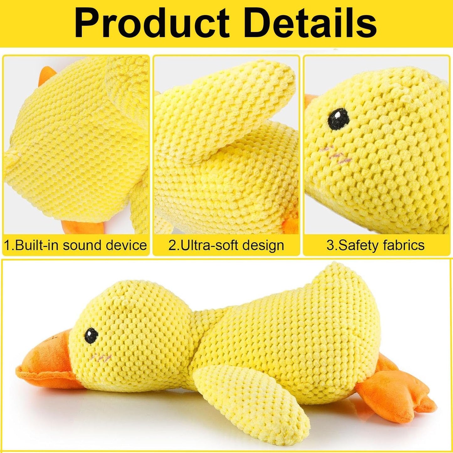 The Mellow Ducks Calming Pillow, Mellow Dog Calming Duck, 2025 New Yellow Duck Dog Toy, Dogs Ducks Toy with Quacking Sound for Indoor Dogs
