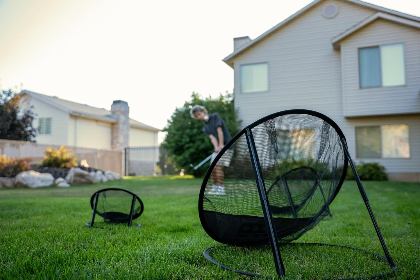 PPG 3-Piece Golf Chipping Target Net Set, Expandable Multi-Size Practice Nets with Foldable Design, Multiple Targets & Portable Carry Case for Indoor & Outdoor Training, Gray