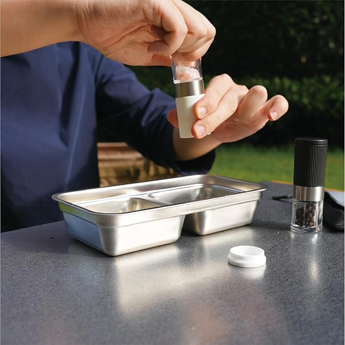 Mini Travel Portable Salt and Pepper Grinder Set, 2-Piece Ceramic Mill with Adjustable Coarseness, Compact Design with Carrying Bag (3.4oz) (Black&White)