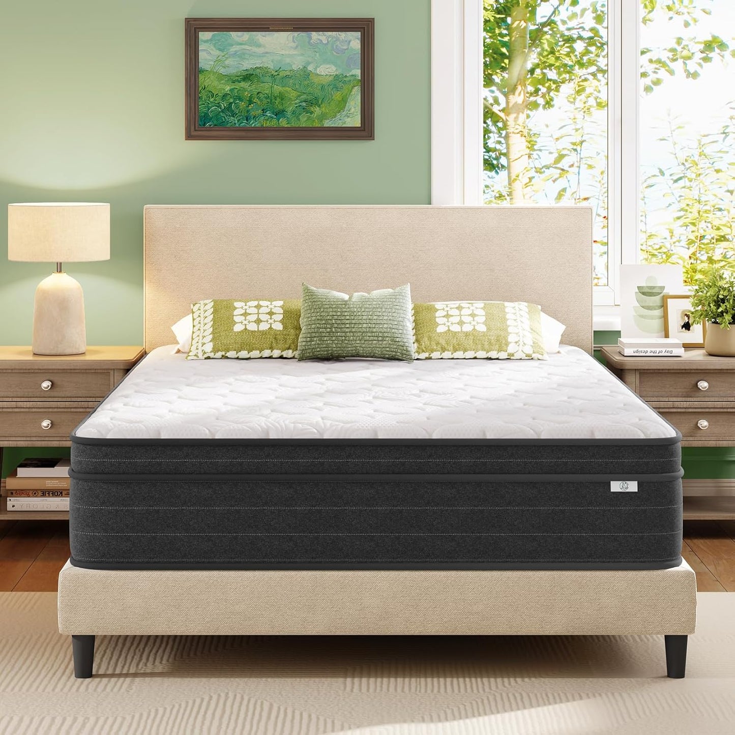 12 Inch King Size Mattress in a Box for Back Pain, Medium Firm Feel Fiberglass Free Hybrid Mattress with Individual Pocket Springs and Pressure-Relieving Memory Foam, 120-Night Trial