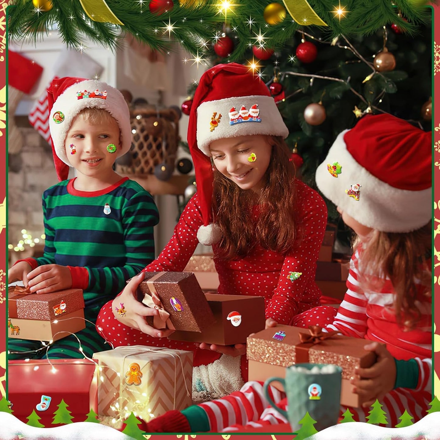 UPINS Christmas Stickers for Kids, 10 Sheets Holiday 3D Puffy Foam Decals - Cute Snowman, Reindeer, Tree, Santa for Party Favors, Scrapbooking, DIY Crafts