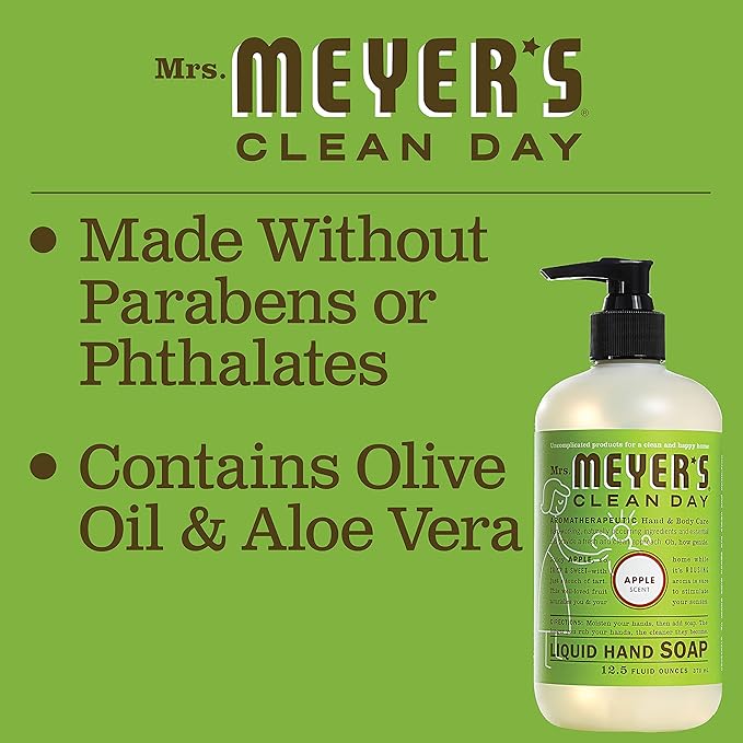 MRS. MEYER'S CLEAN DAY Hand Soap, Made with Essential Oils, Apple, 12.5 fl. oz - Pack of 3
