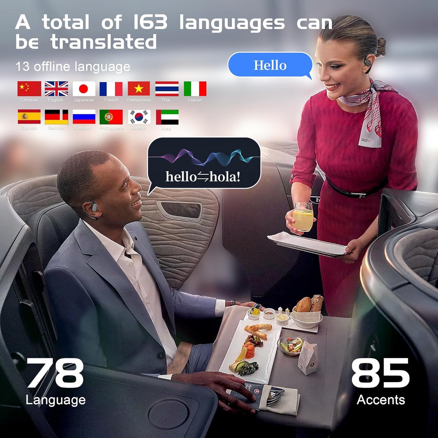 IAMJOY Language Translation Earbuds, 163 Two Way AI Translator Earbuds Language Translator OWS Earbuds Real Time 3-in-1 Online Translator Device with APP Fit iOS ＆ Android for Travel Business Learning