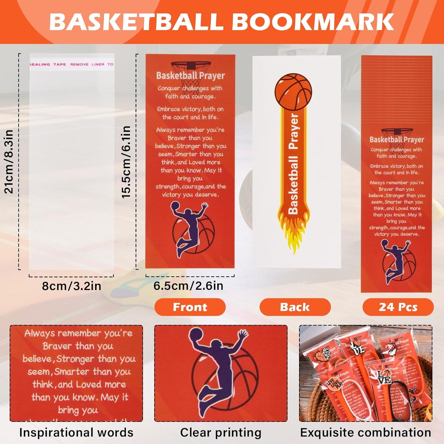 LiYiQ 72 Pcs Basketball Party Favors Basketball Team Gifts Basketball Goodie Bags Stuffers Basketball Ballpoint Pens Bookmark Card and Silicone Bracelet