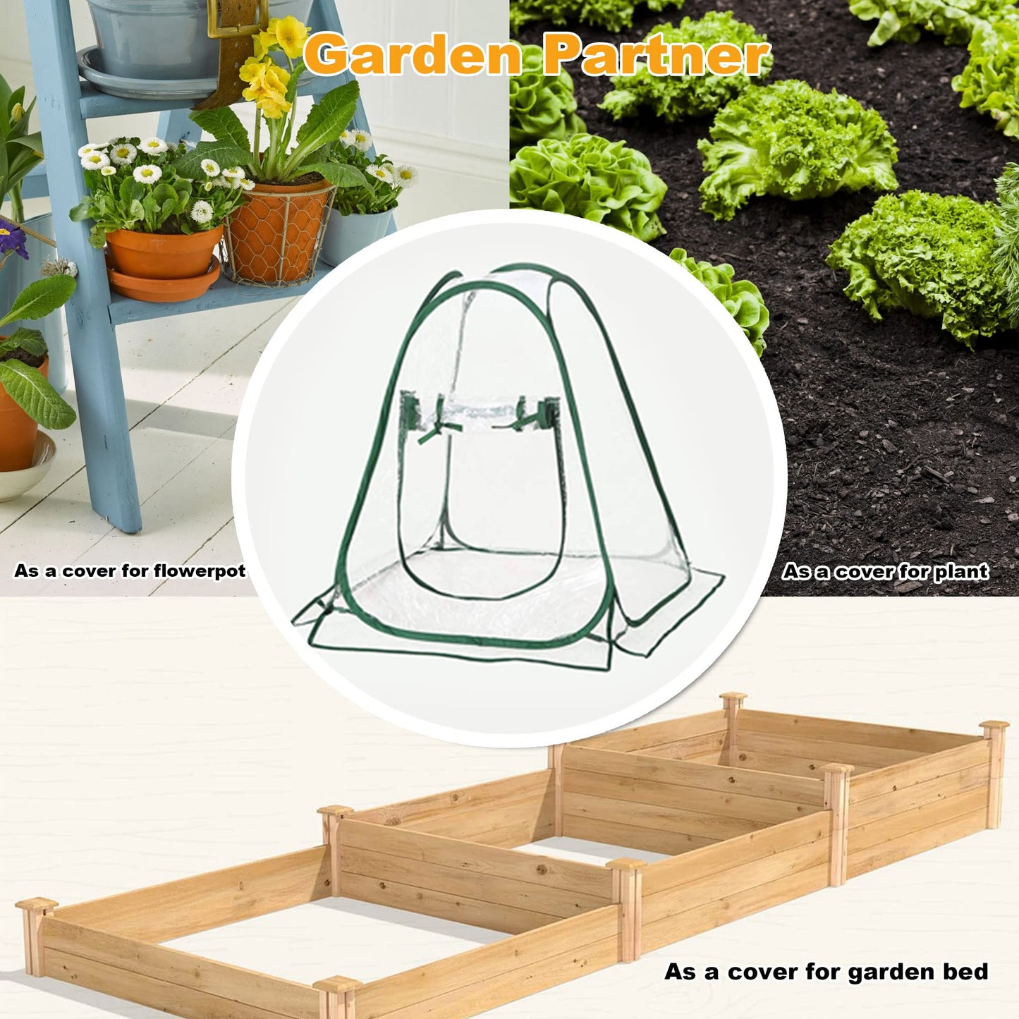 2pcs Quick Set up Mini Greenhouse Portable Small PVC Cover for Garden Flower and Flowerpot Cold Frost Protector Portable Carry Bag with 8 Stakes(PVC(27" L x 27" W x 31" H))